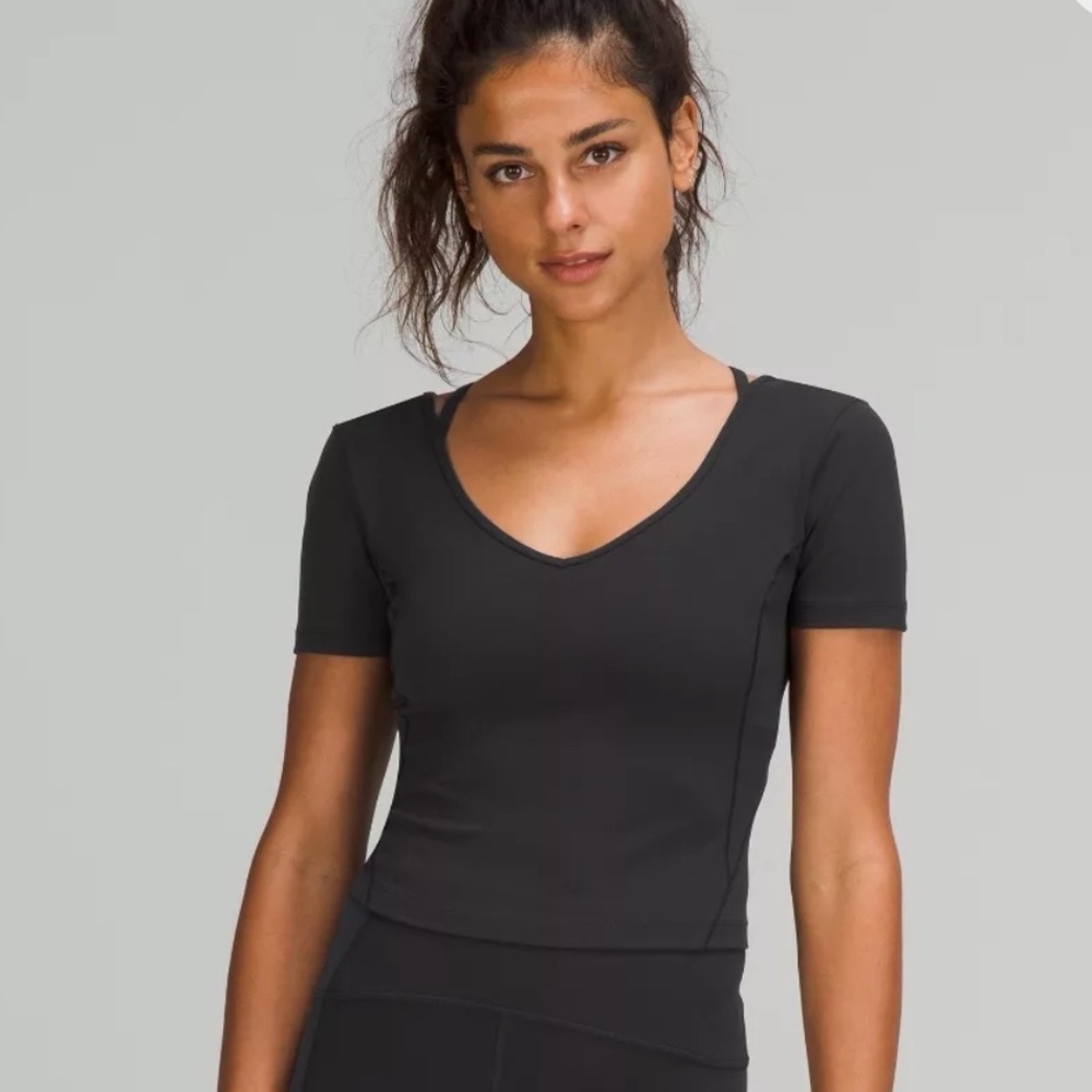 Lululemon Black Cropped V-Neck Align T-Shirt